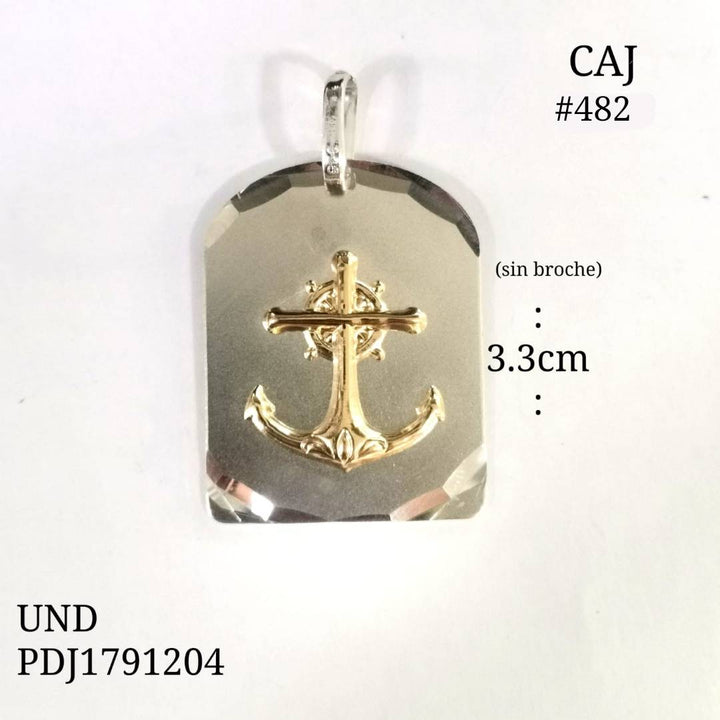CDJ0482 DIJE ANCLA PLACA ORO PLATA