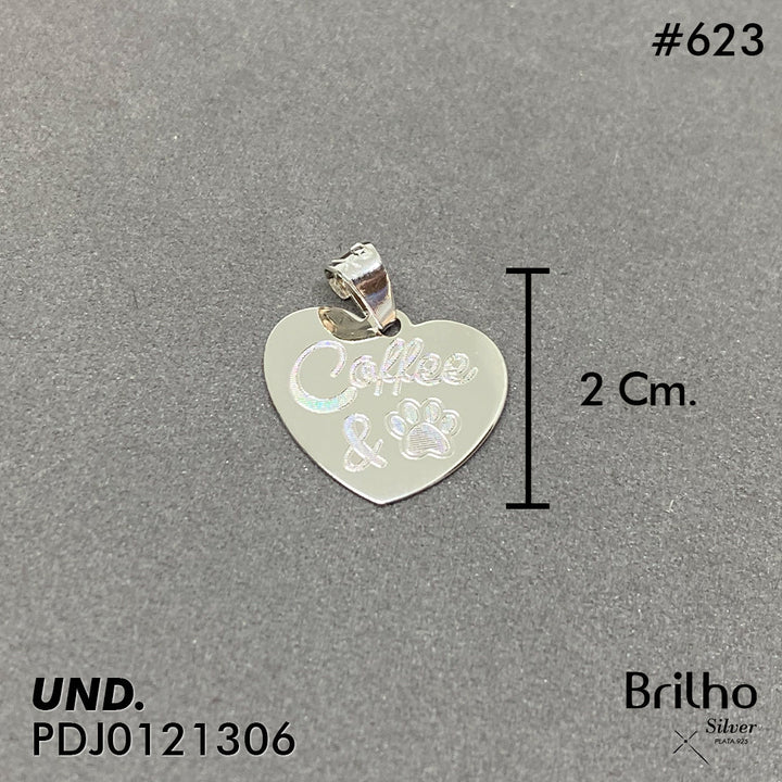 CDJ0623 DIJE CORAZON COFFE Y HUELLA DE MASCOTA