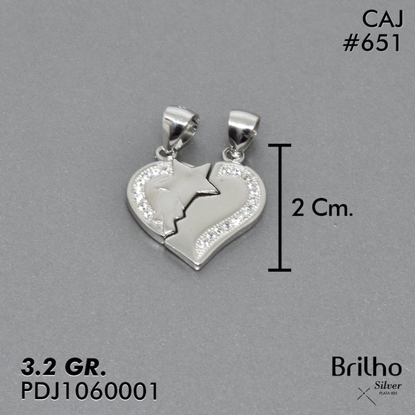 CDJ0651 DIJE CORAZON PARTIDO ESTRELLA FUGAZ