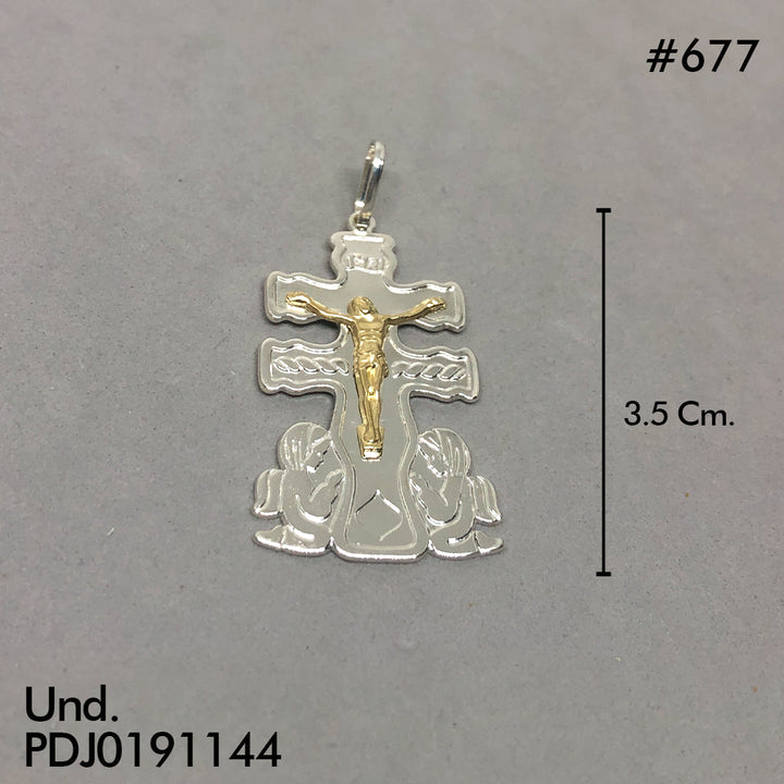 CDJ0677 DIJE CRISTO CARAVACA ORO PLATA
