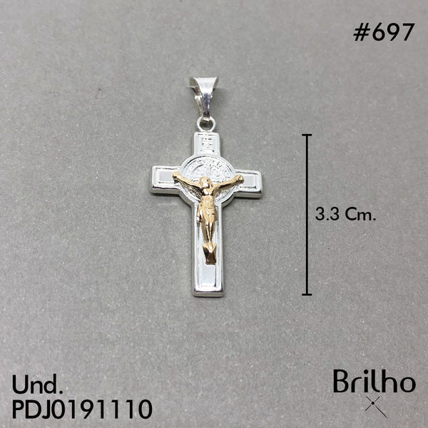 CDJ0697 DIJE CRUZ SAN BENITO ORO PLATA
