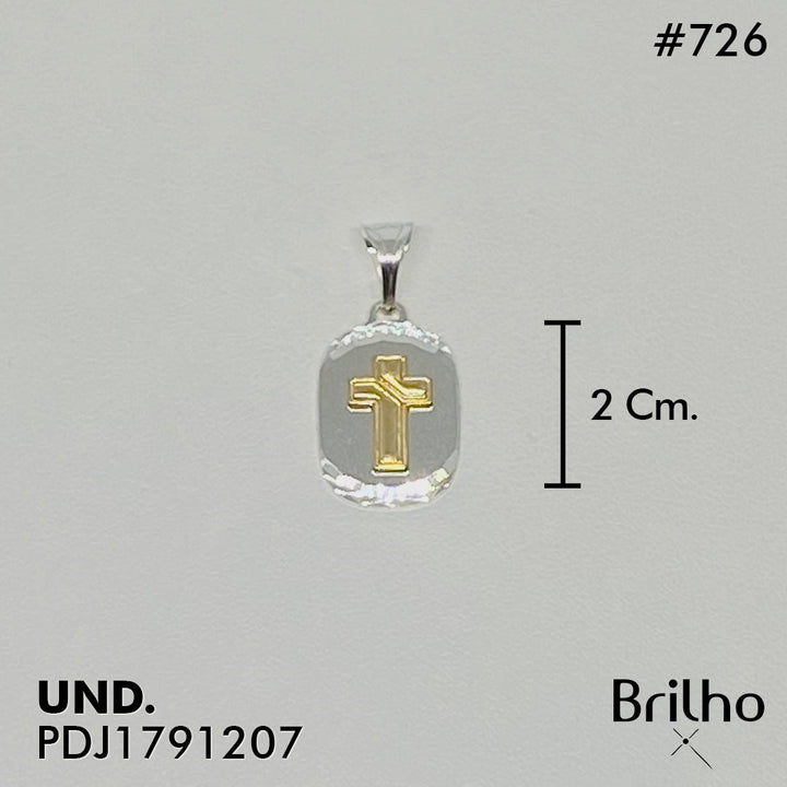 CDJ0726 DIJE CRUZ EN PLACA ORO PLATA