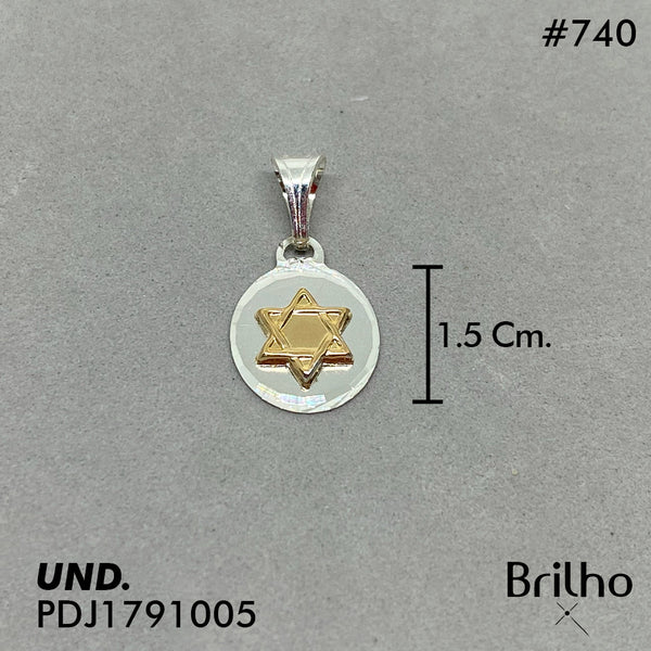CDJ0740 DIJE ESTRELLA DE DAVID PLACA ORO PLATA