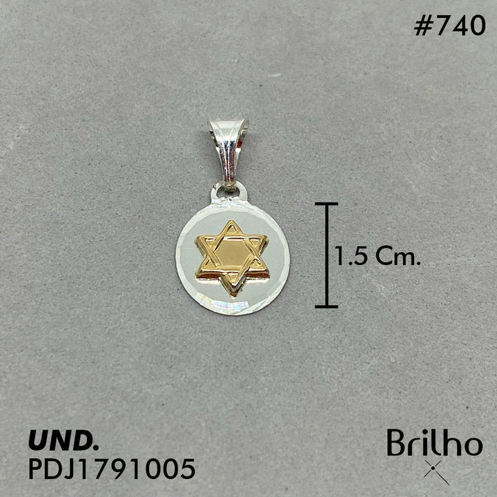CDJ0740 DIJE ESTRELLA DE DAVID PLACA ORO PLATA