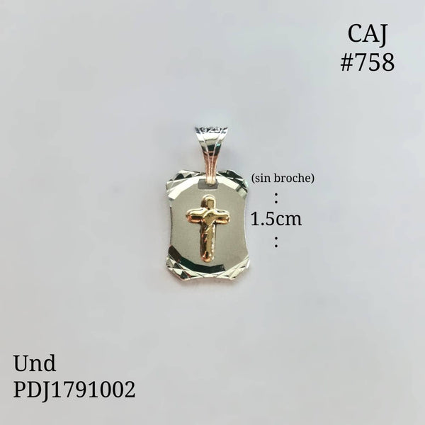 CDJ0758 DIJE CRUZ EN PLACA ORO PLATA