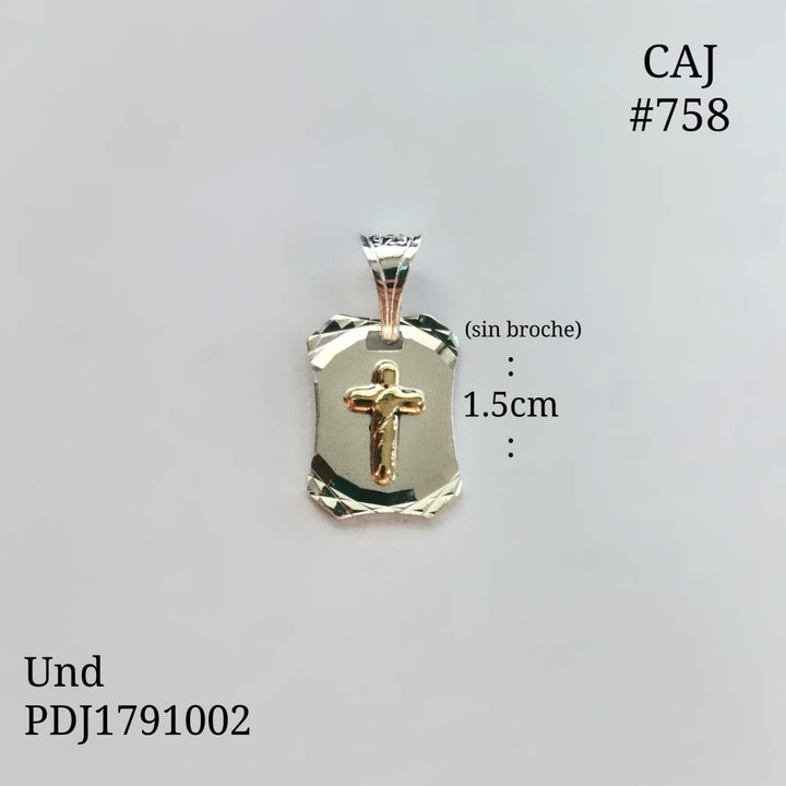 CDJ0758 DIJE CRUZ EN PLACA ORO PLATA