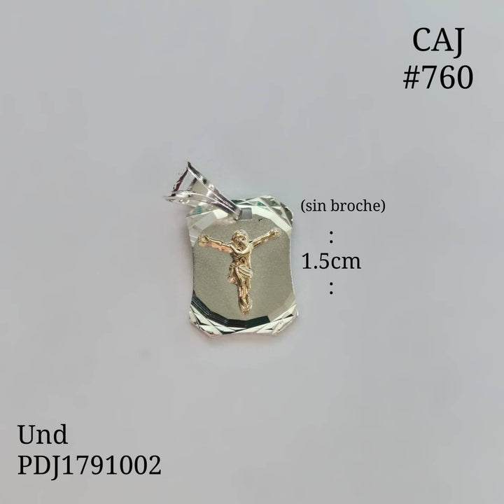 CDJ0760 DIJE CRISTO EN PLACA ORO PLATA