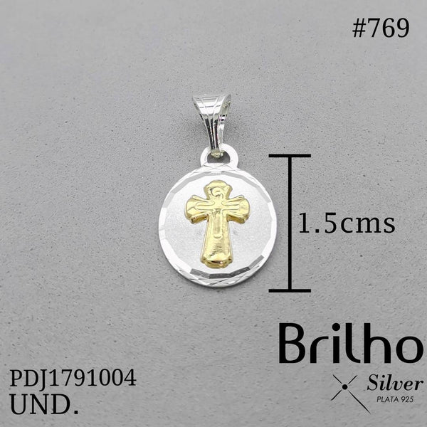 CDJ0769 DIJE CRUZ EN PLACA ORO PLATA