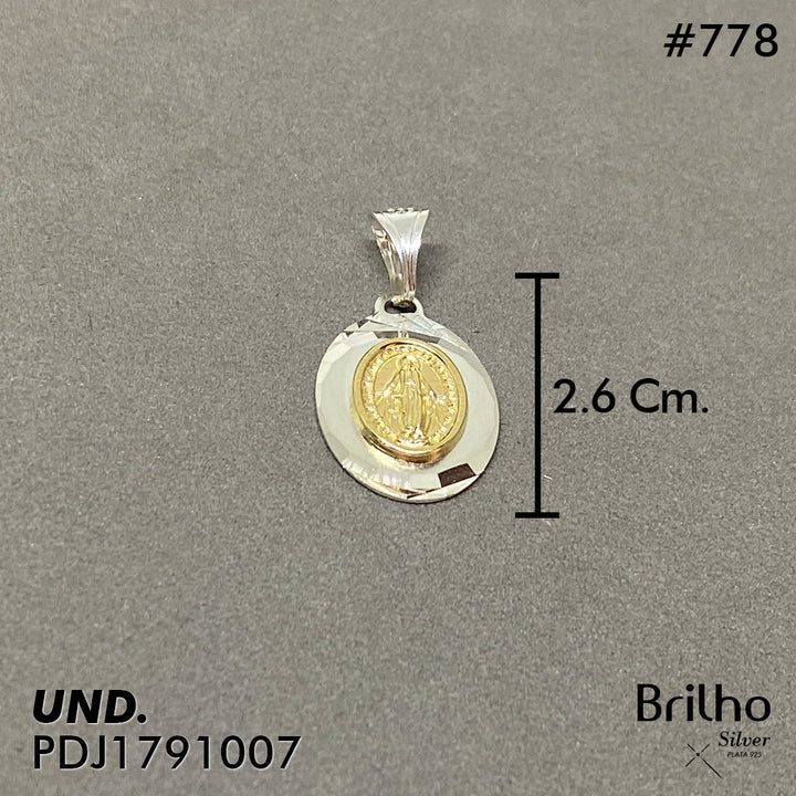 CDJ0778 DIJE VIRGEN MILAGROSA ORO PLATA