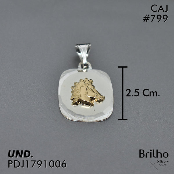 CDJ0799 DIJE CABALLO EN PLACA CUADRADA