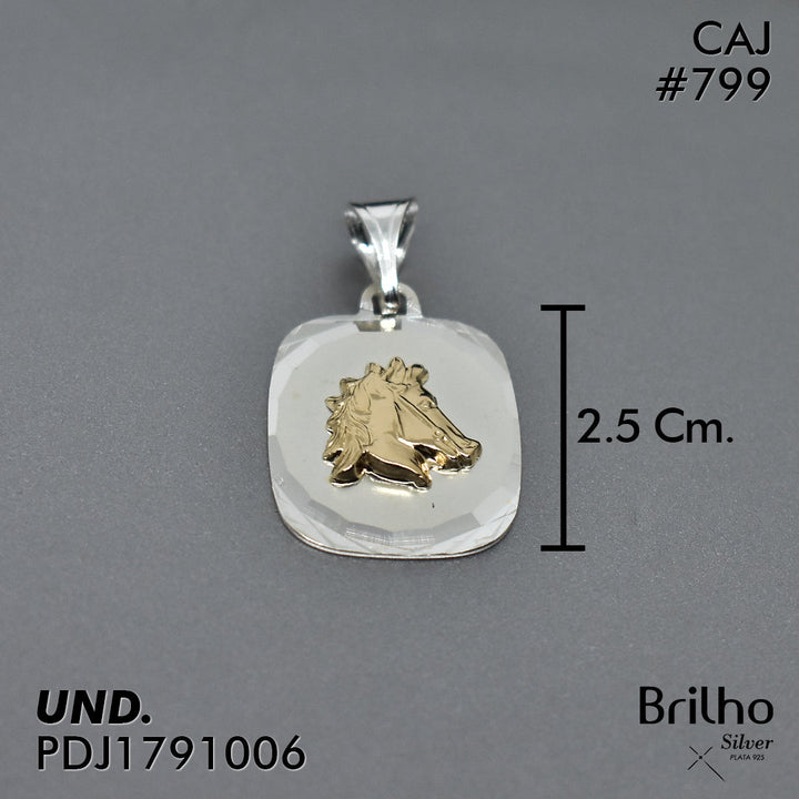 CDJ0799 DIJE CABALLO EN PLACA CUADRADA