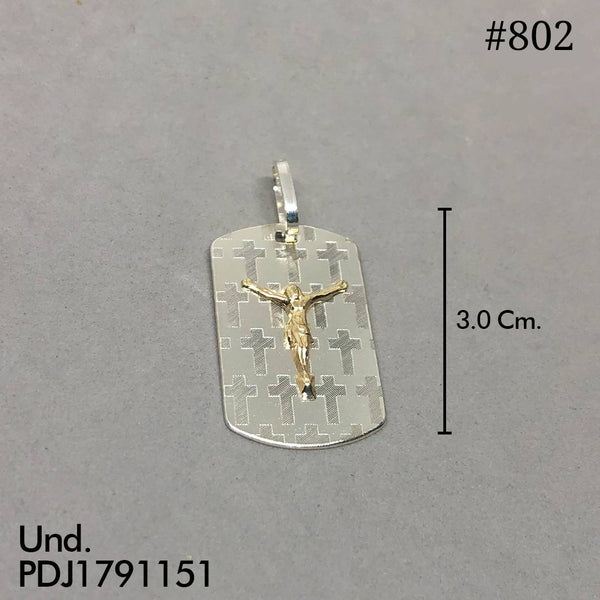 CDJ0802 DIJE CRISTO EN PLACA ORO PLATA