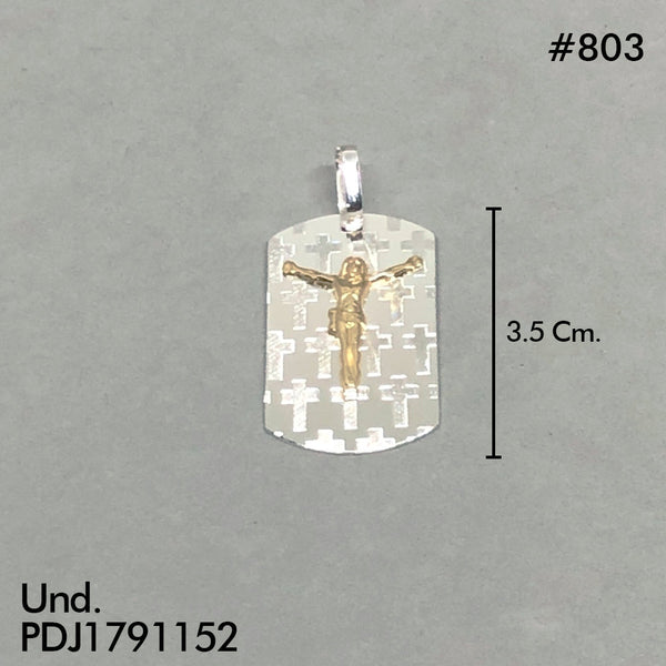 CDJ0803 DIJE CRISTO EN PLACA ORO PLATA
