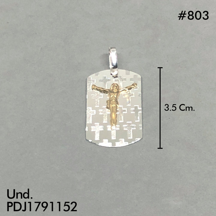 CDJ0803 DIJE CRISTO EN PLACA ORO PLATA