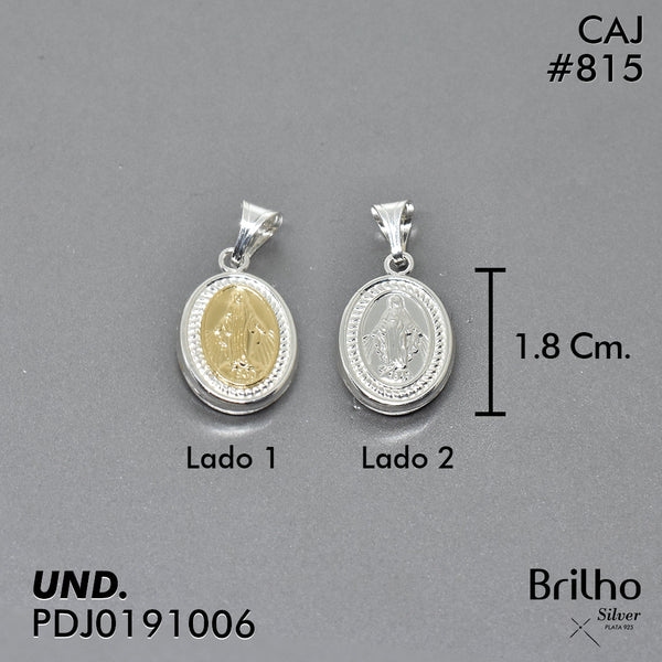 CDJ0815 DIJE VIRGEN MILAGROSA ORO PLATA Y REVERSO SOLO PLATA