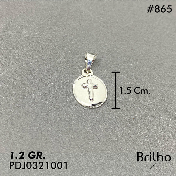 CDJ0865 DIJE CRUZ EN PLACA DIAMANTADO