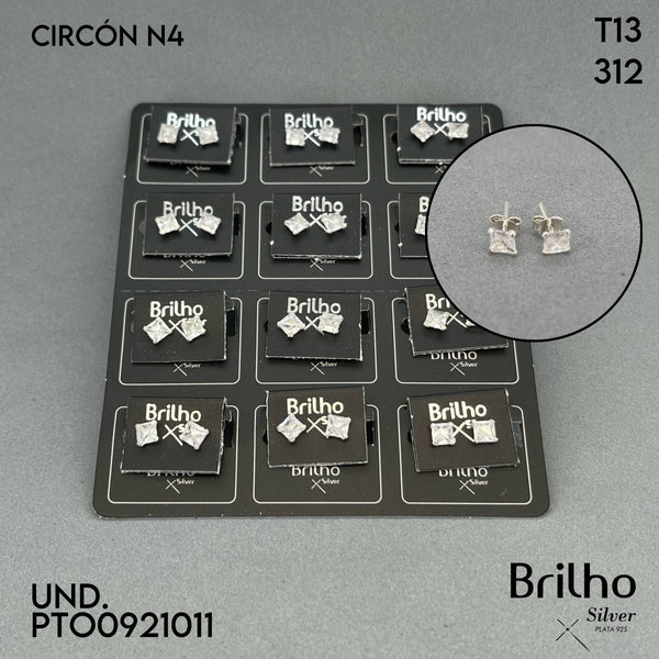 T13N312 TOPO CIRCON 4MM CUADRADO X12