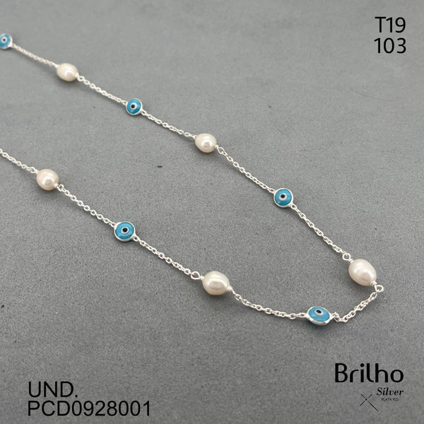 T19N103 CADENA OJOS TURCOS CON PERLAS