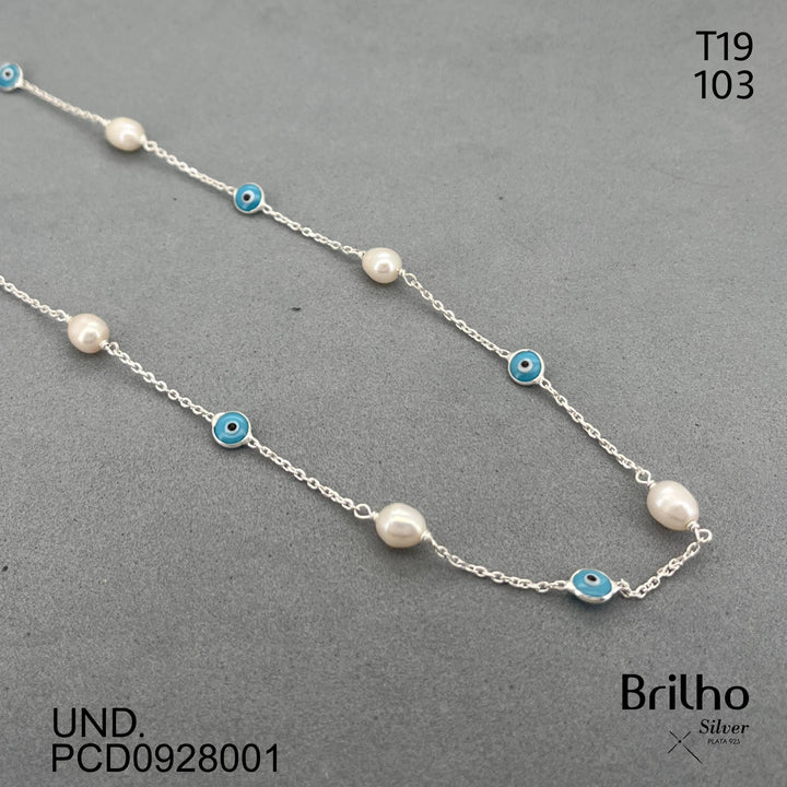 T19N103 CADENA OJOS TURCOS CON PERLAS
