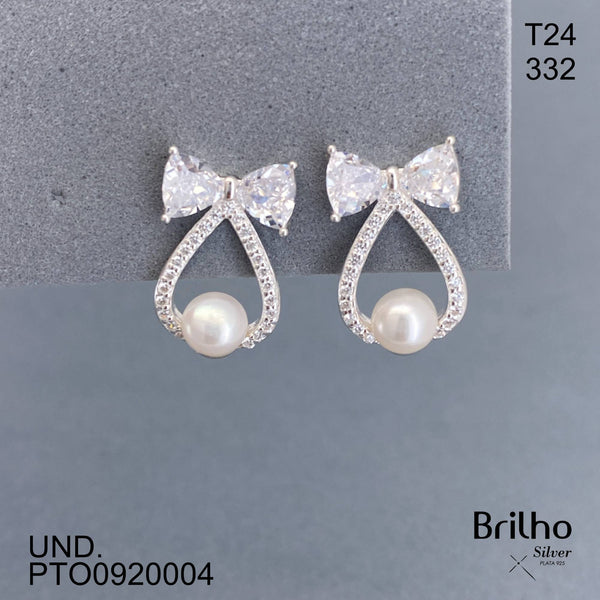 T24N332 ARETE MO„O , GOTA CIRCONADA CON PERLA