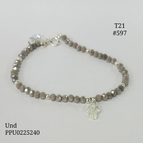 T28N597 PULSERA MURANO Y DIJE MANO HAMSA