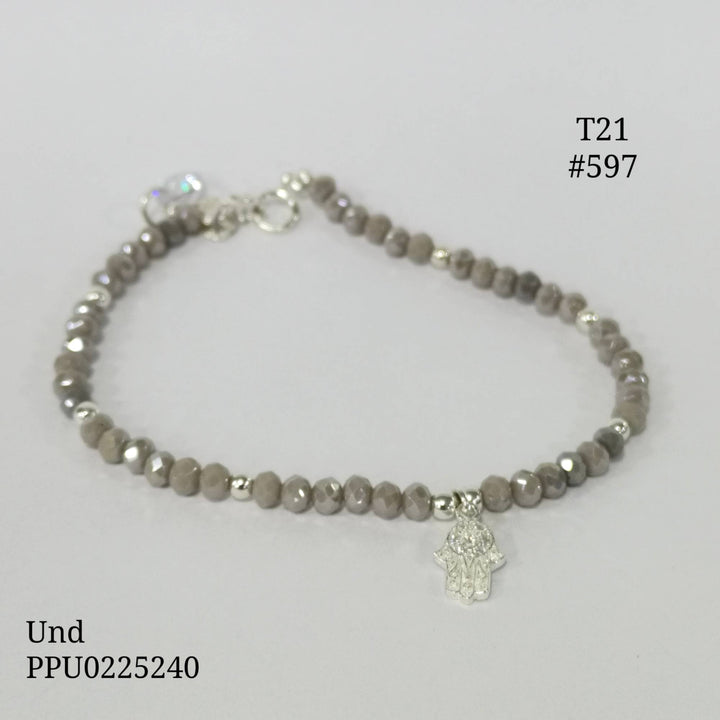T28N597 PULSERA MURANO Y DIJE MANO HAMSA