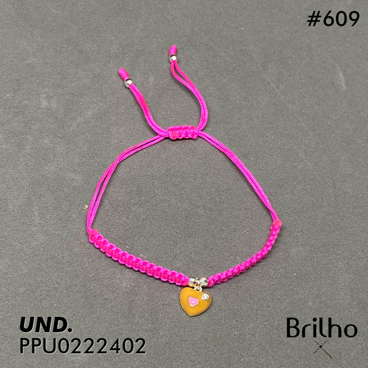 T28N609 PULSERA HILO NARANJA Y DIJE CORAZîN NARANJA