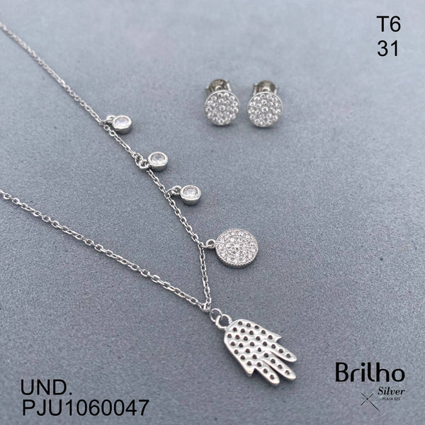 T6N31 JUEGO CIRCULO Y MANO HAMSA CIRCONADA