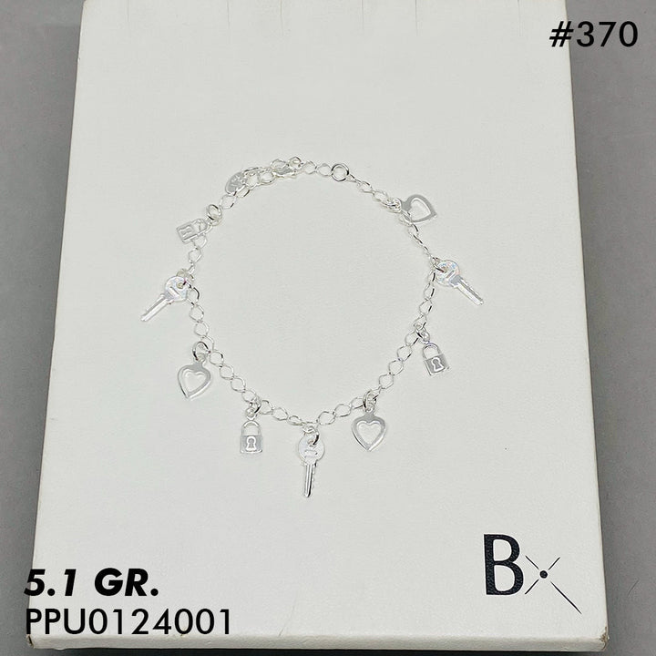 T9N370 PULSERA CORAZON, LLAVE Y CANDADO
