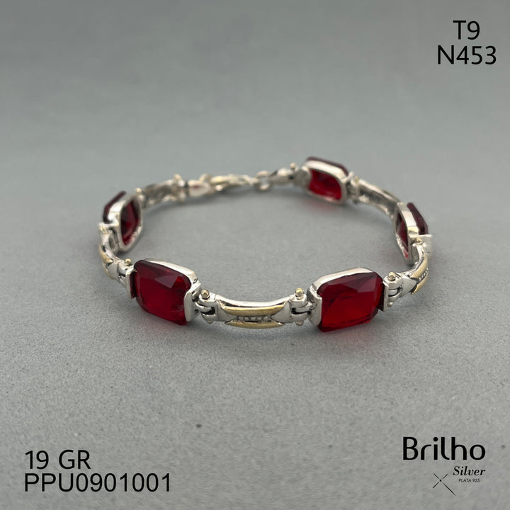 T9N453 PIEDRA ORO PLATA ROJA