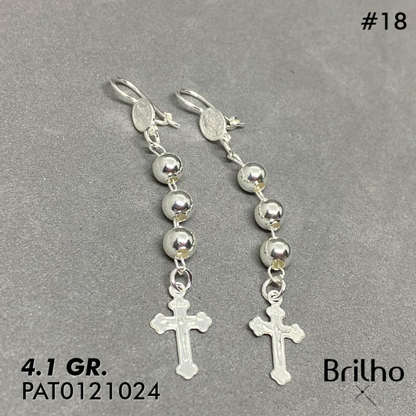 CAT18 ARETE MILAGROSA ARRIBA, TRES BALINES 6MM, DIJE CRUZ