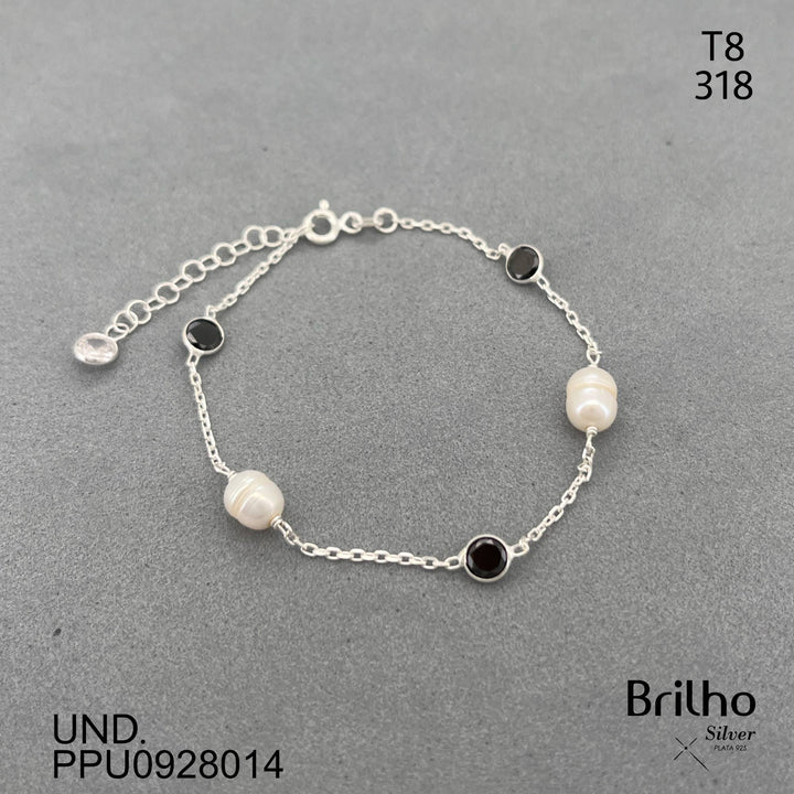 T8N318 PULSERA ONIX Y PERLAS