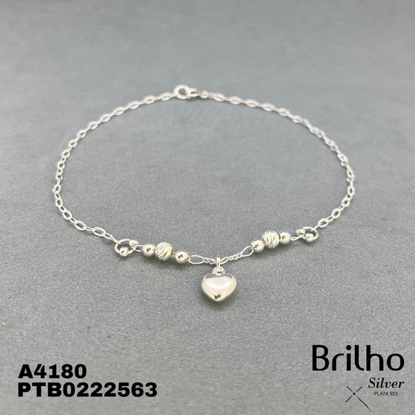 T7N063 TOBILLERA CORAZON Y BALIN DIAMANTADO