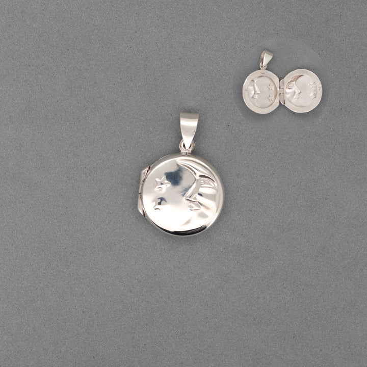 CDJ0457 DIJE RELICARIO REDONDO LUNA Y ESTRELLAS