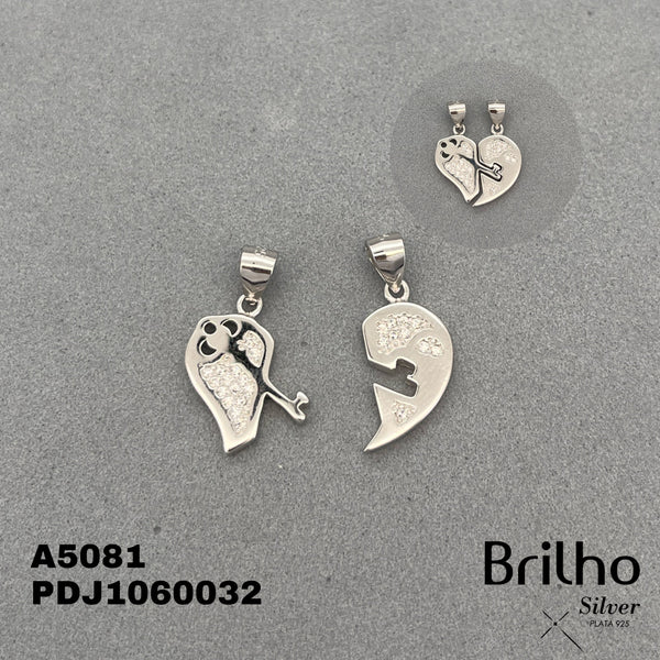 CDJ0369 DIJE CORAZîN PARTIDO  CON LLAVE RODIO