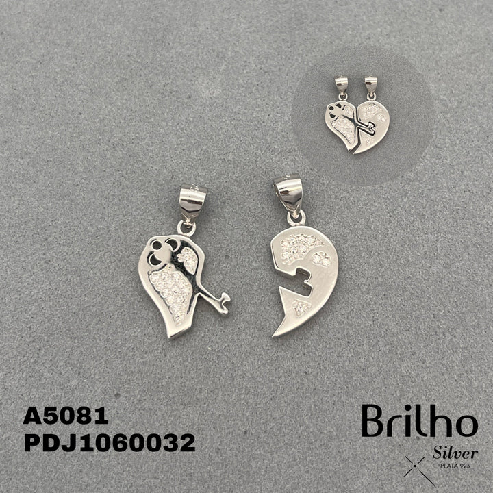 CDJ0369 DIJE CORAZîN PARTIDO  CON LLAVE RODIO