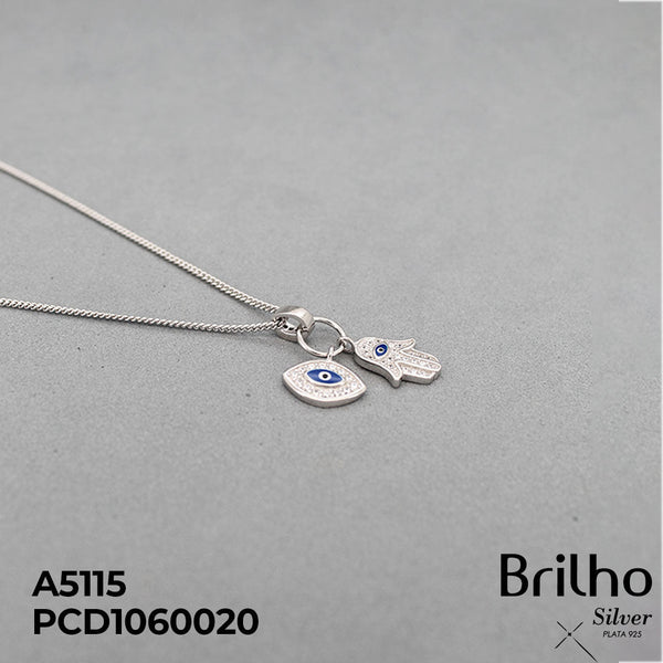 A5115 CADENA OJO TURCO Y MANO HAMSA