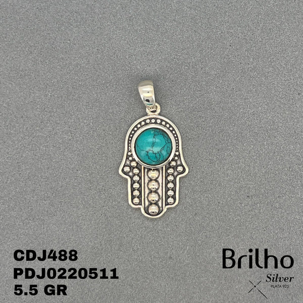 CDJ0488 DIJE MANO HAMSA PIEDRA NATURAL