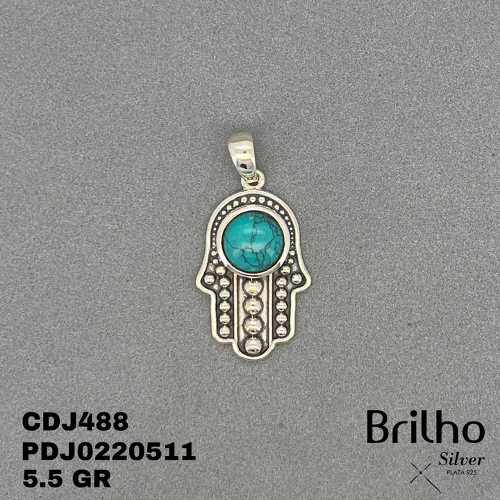 CDJ0488 DIJE MANO HAMSA PIEDRA NATURAL