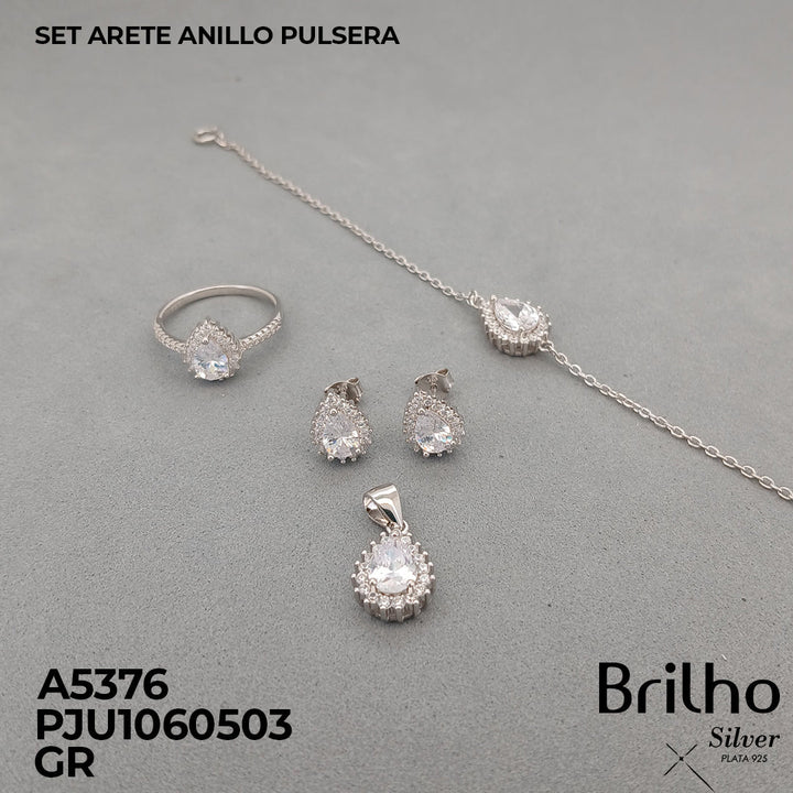A5376 SET ARETE PULSERA Y  ANILLO
