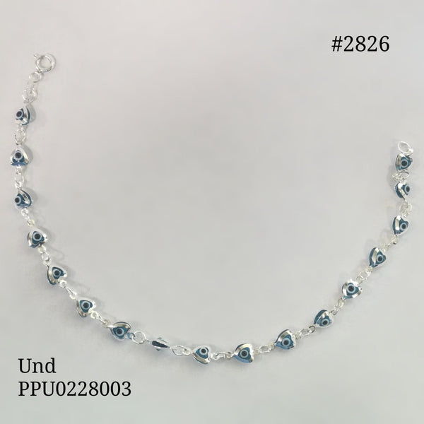 2826 PULSERA OJO TURCO MINI CORAZîN AZUL CLARO