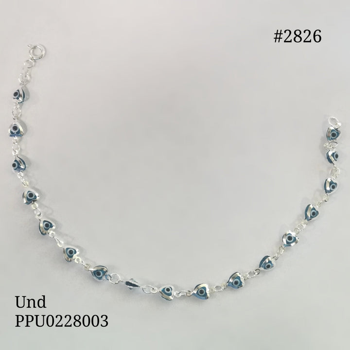 2826 PULSERA OJO TURCO MINI CORAZîN AZUL CLARO