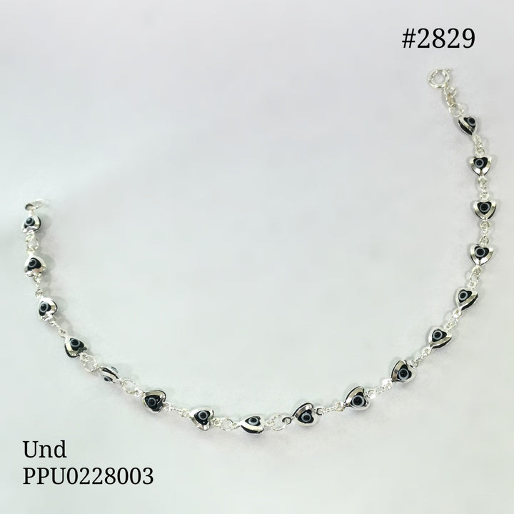 2829 PULSERA OJO TURCO MINI CORAZîN NEGRO