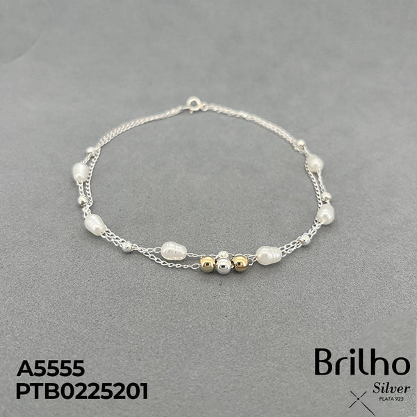 T7N059 TOBILLERA PERLAS Y BALINES