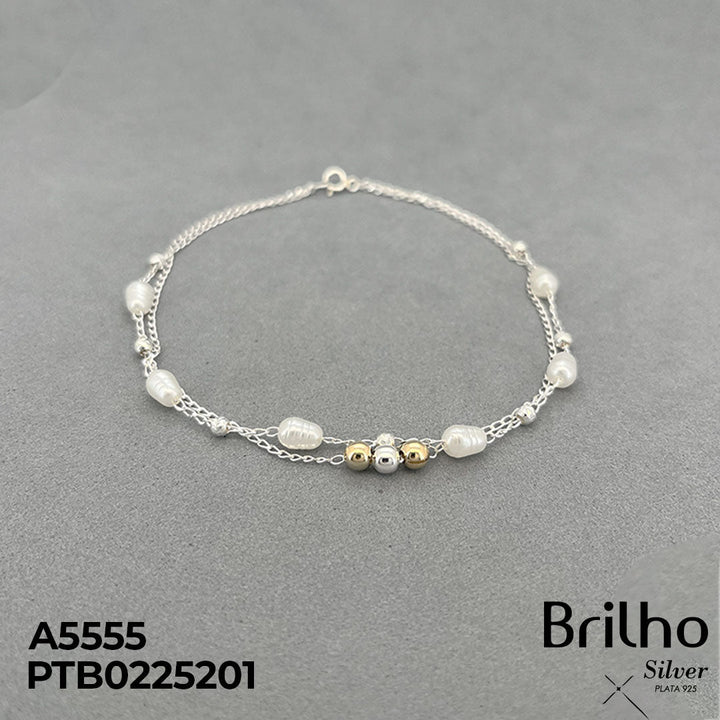T7N059 TOBILLERA PERLAS Y BALINES