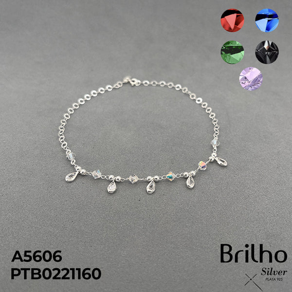 T7N114 TOBILLERA GOTAS CRISTAL Y MURANO