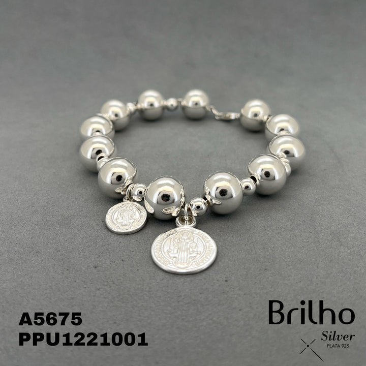 T9N392 PULSERA SAN BENITO Y BALINES 12MM Y 6MM