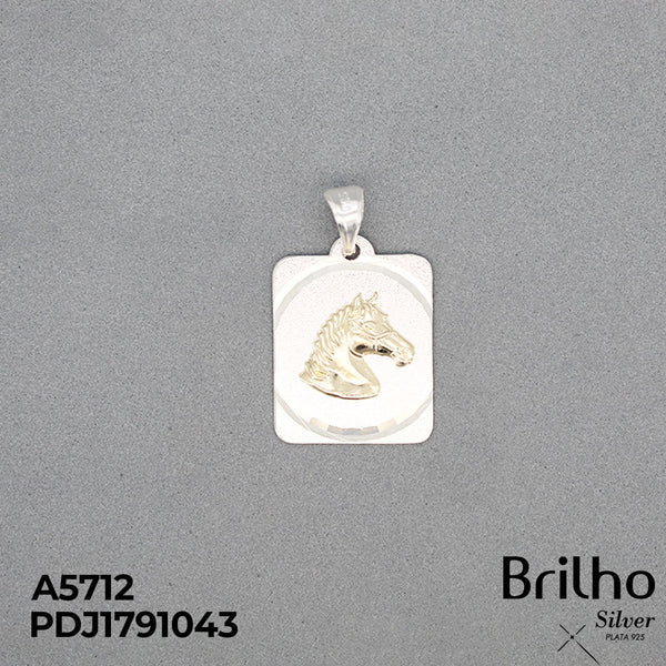 CDJ0658 DIJE CABALLO PLACA ORO PLATA