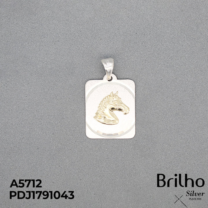 CDJ0658 DIJE CABALLO PLACA ORO PLATA