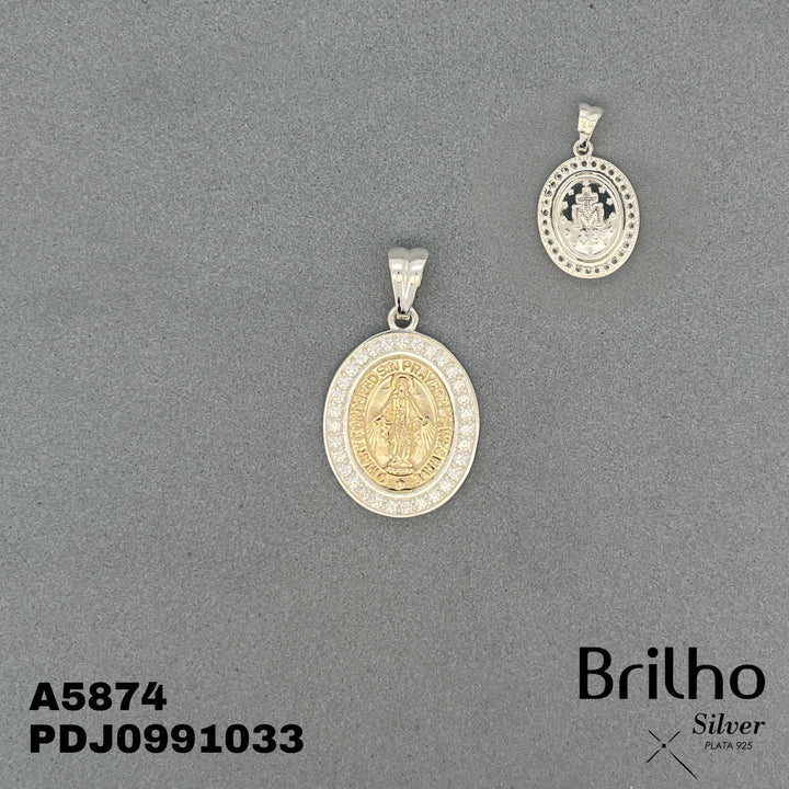 CDJ0782 DIJE MILAGROSA MICROCIRCON ORO PLATA